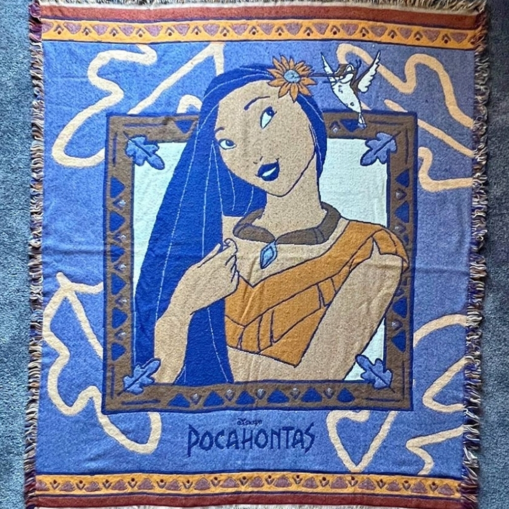 Vintage Disney Pocahontas Tapestry Woven Blanket By Beacon